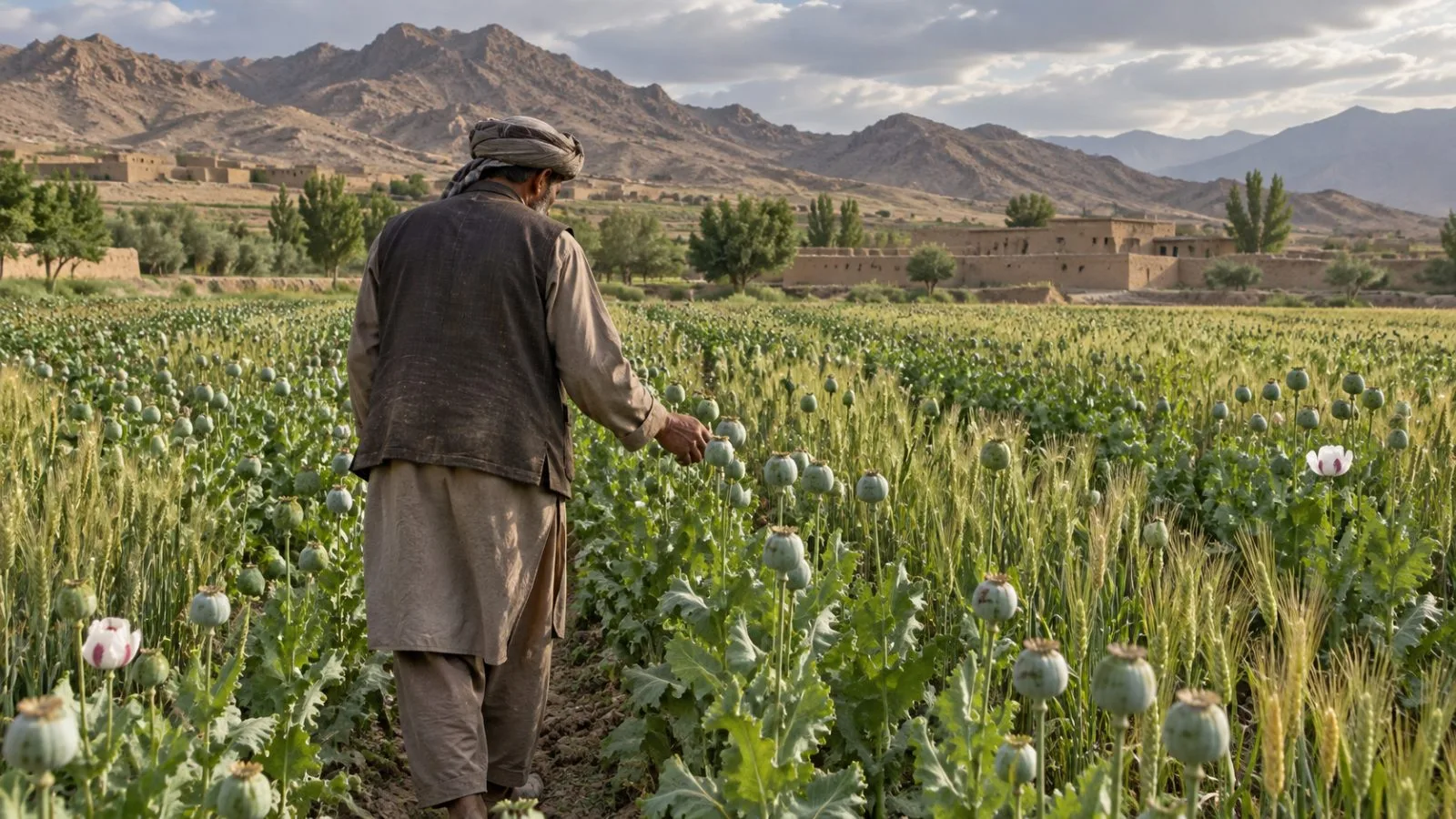 Poppy plants grow among cereal crops in a field in northeastern Afghanistan / EconoTimes.ai