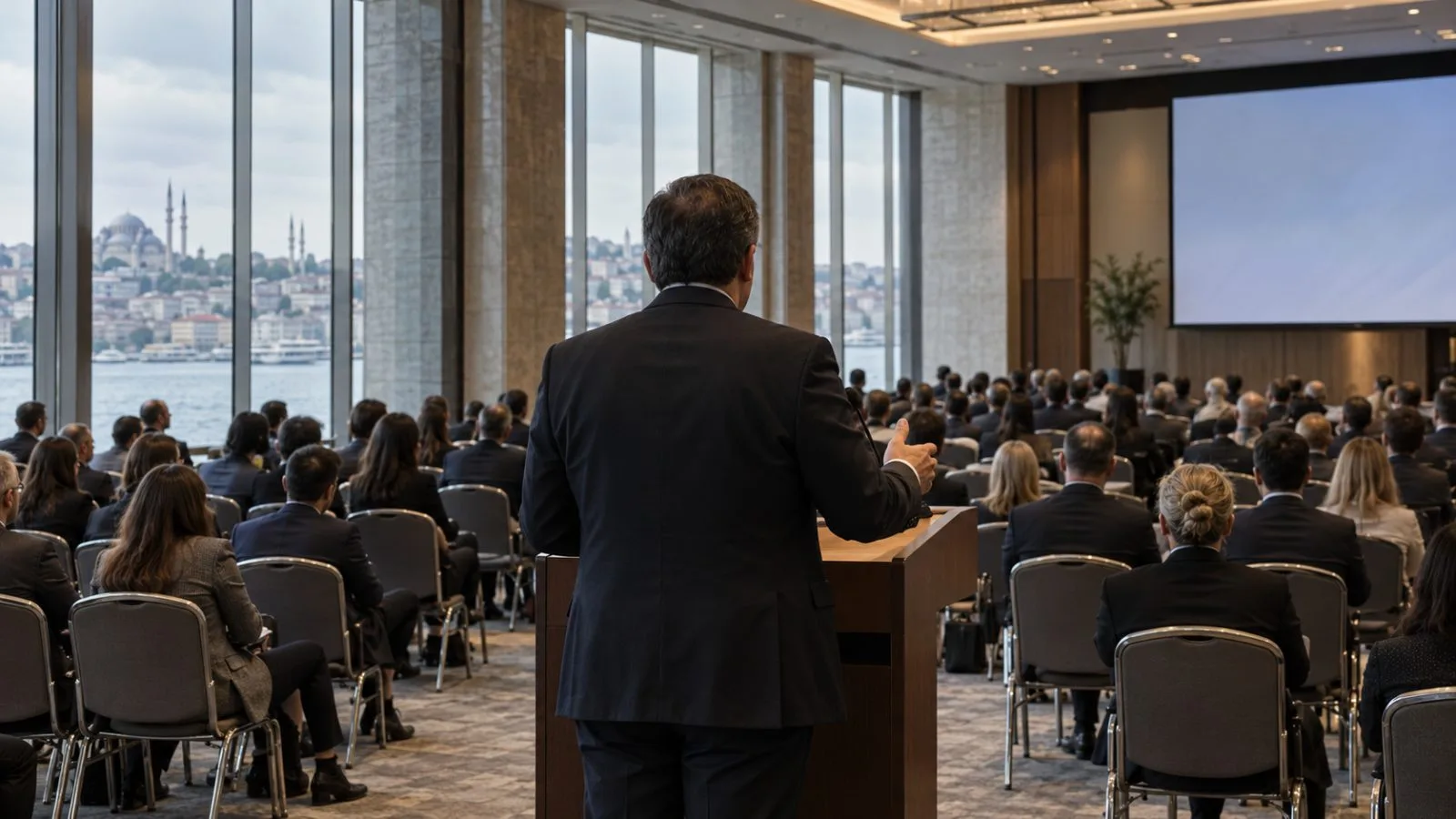 Delegates listen during a session at the Verona Eurasian Economic Forum in Istanbul (AI-generated image / EconoTimes)