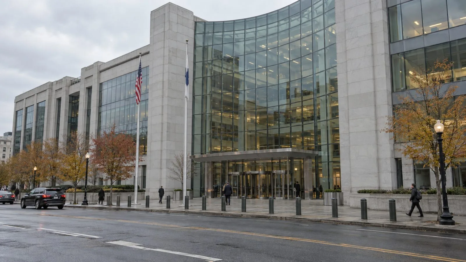 The Securities and Exchange Commission headquarters stands along F Street in Washington, D.C. (AI-generated image / EconoTimes)