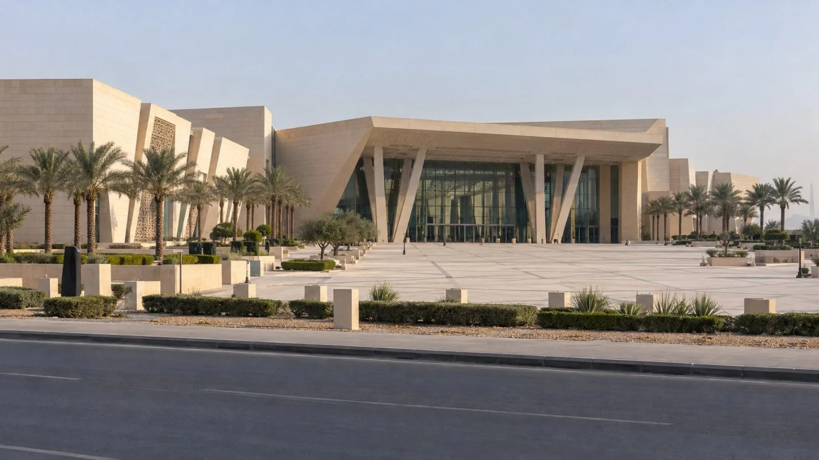 The King Abdulaziz International Conference Center stands quiet in Riyadh, Saudi Arabia. (AI-generated image / EconoTimes)