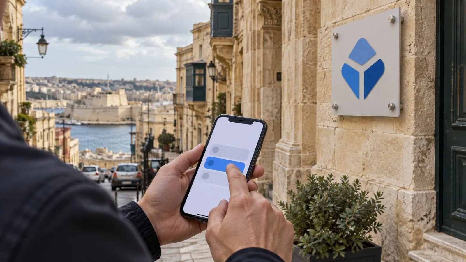 A person checks a smartphone on Triq L-Ifran in Valletta, Malta. / EconoTimes.ai
