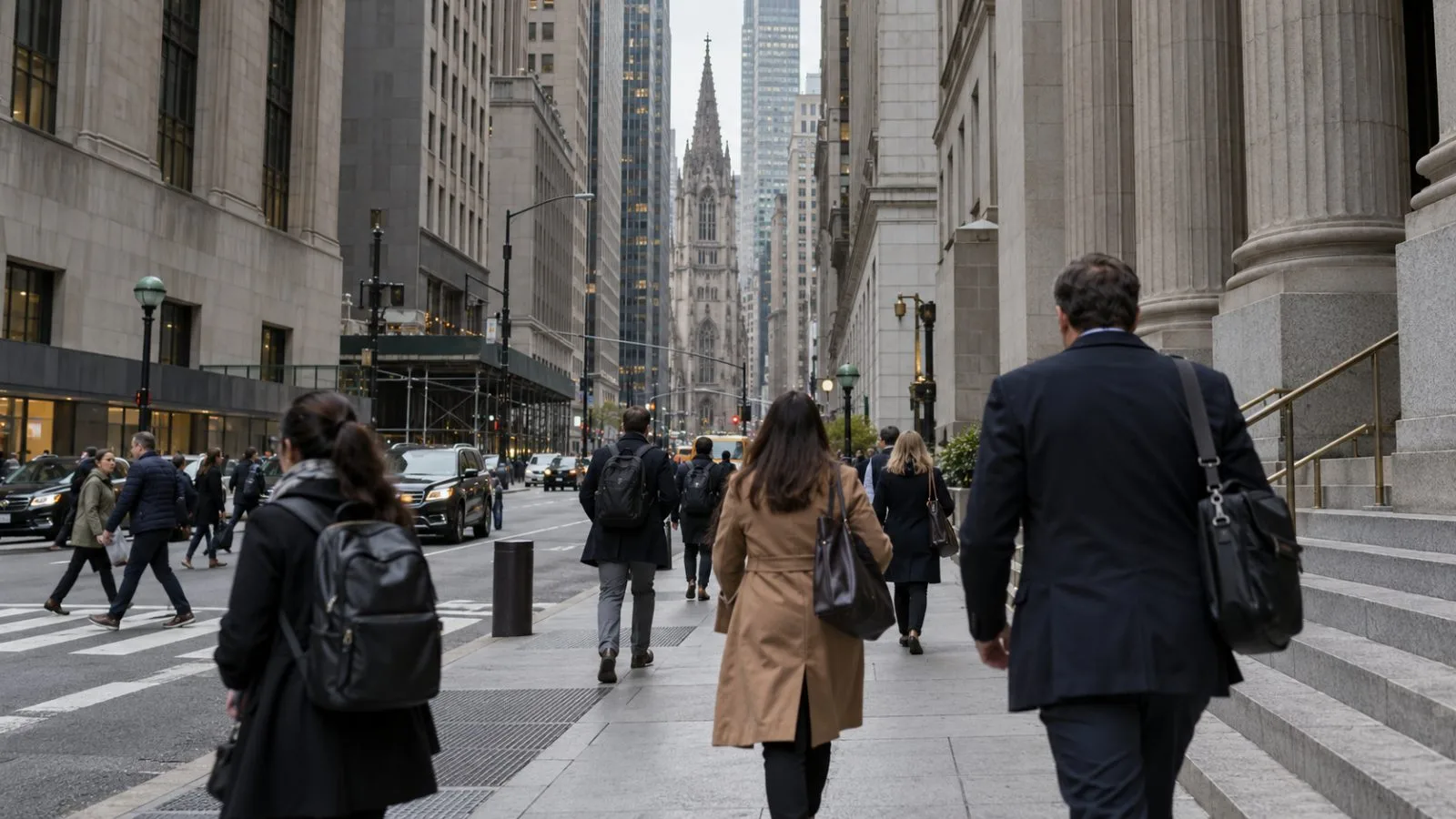 Pedestrians walk through Manhattan’s financial district in New York City on an overcast afternoon. (AI-generated image / EconoTimes)