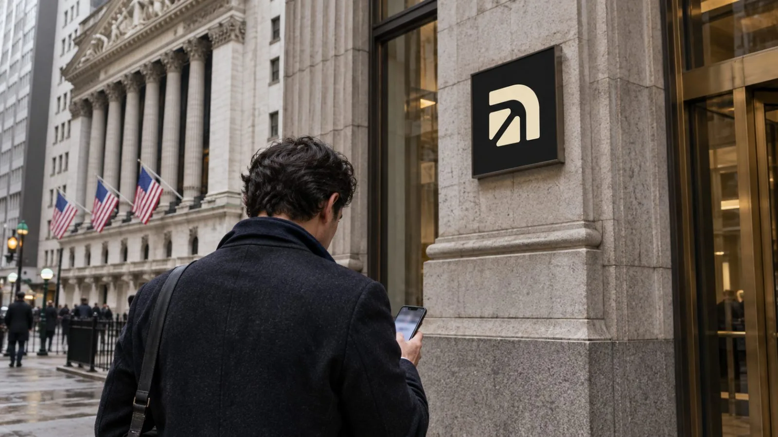 A person checks a smartphone outside an office building in New York City's Financial District. / EconoTimes.ai