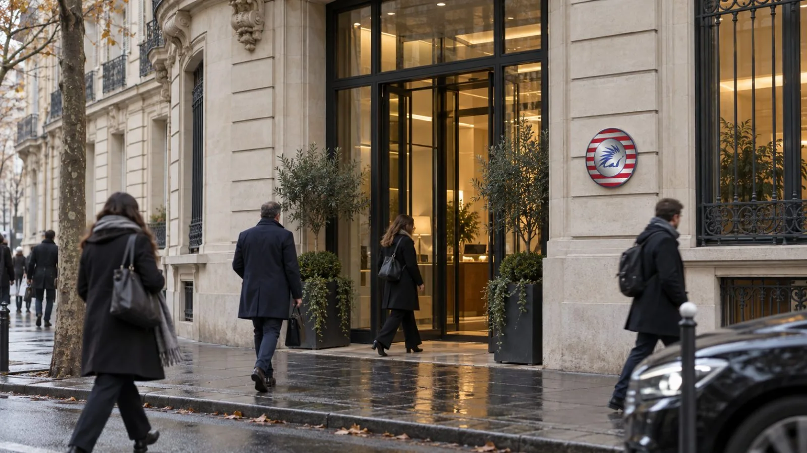 Pedestrians pass an asset-management office building in Paris, France. / EconoTimes.ai