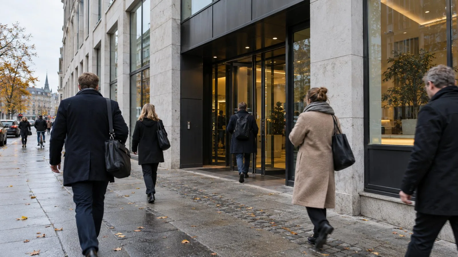 Pedestrians pass the Nasdaq Copenhagen offices on a cloudy morning in Denmark. (AI-generated image / EconoTimes)