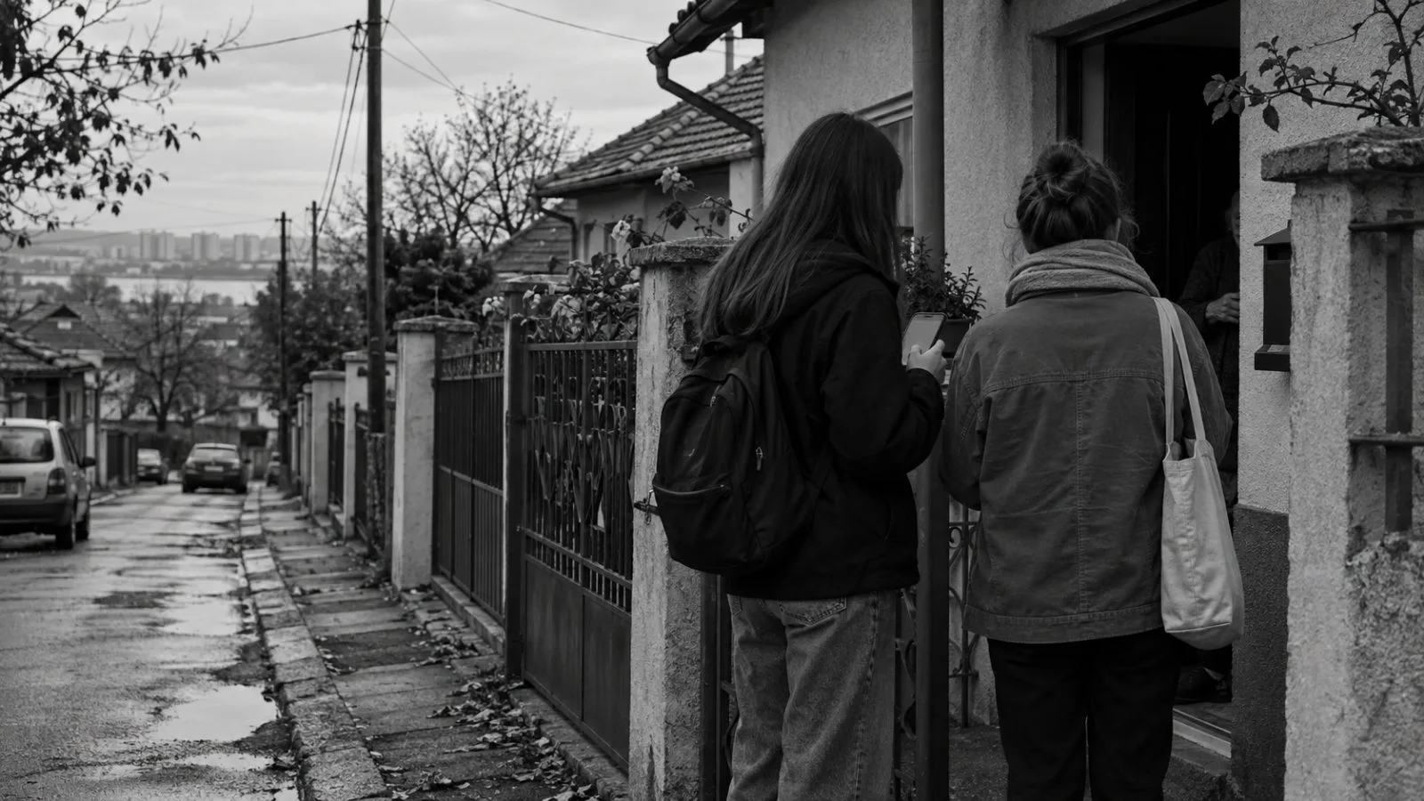 Volunteers visit a home on a residential street in Krnjača, Belgrade. (AI-generated image / EconoTimes)