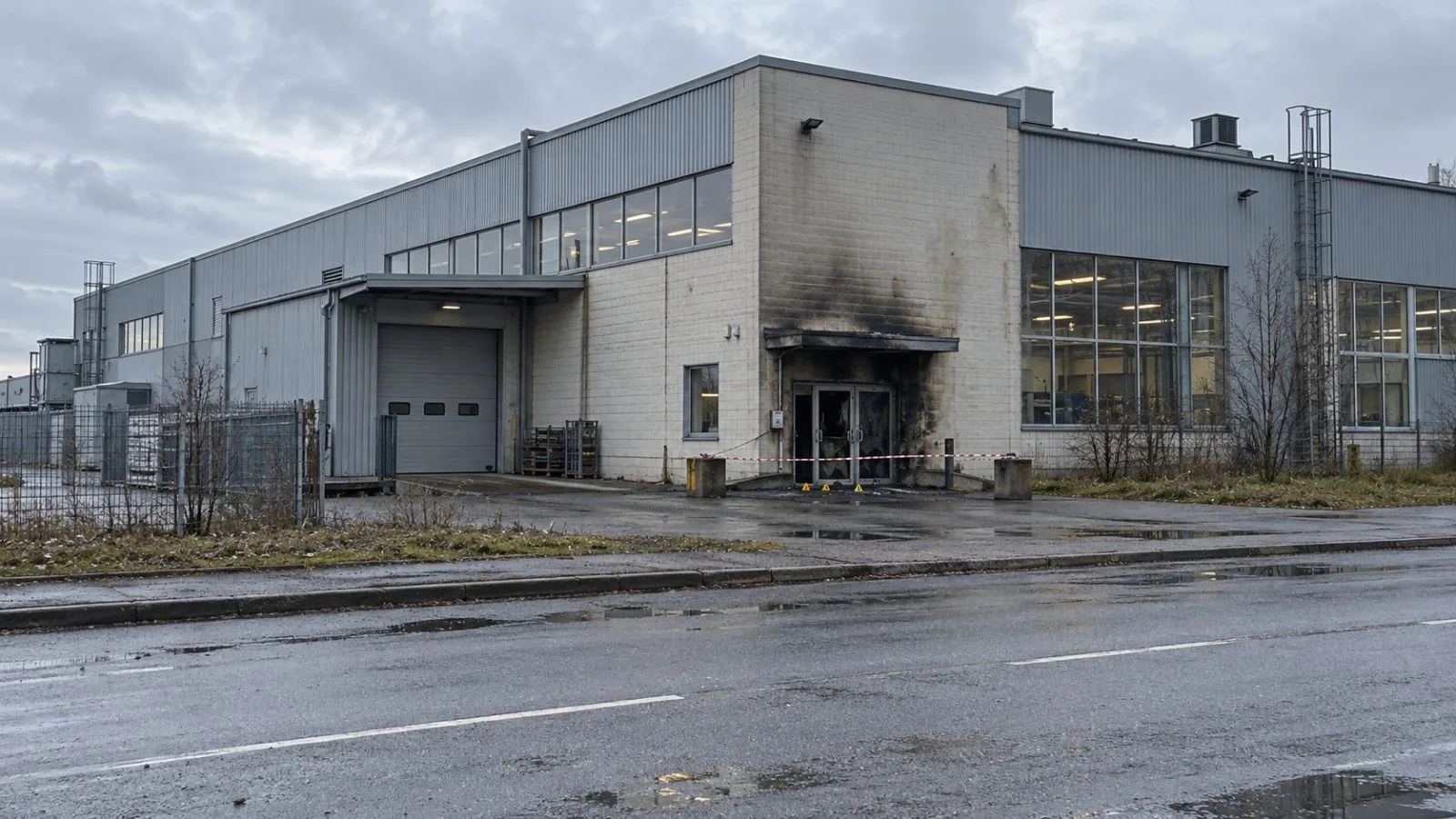 A robotics factory entrance stands on an industrial street in Tallinn, Estonia. (AI-generated image / EconoTimes)