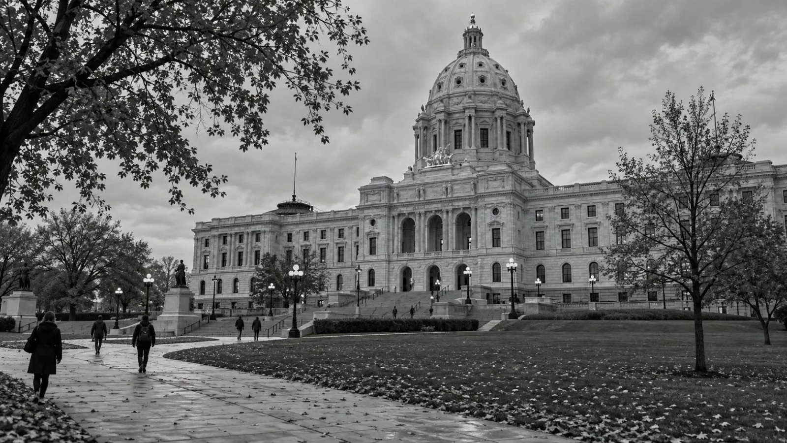 The Minnesota State Capitol stands above autumn trees in Saint Paul, Minnesota. (AI-generated image / EconoTimes)