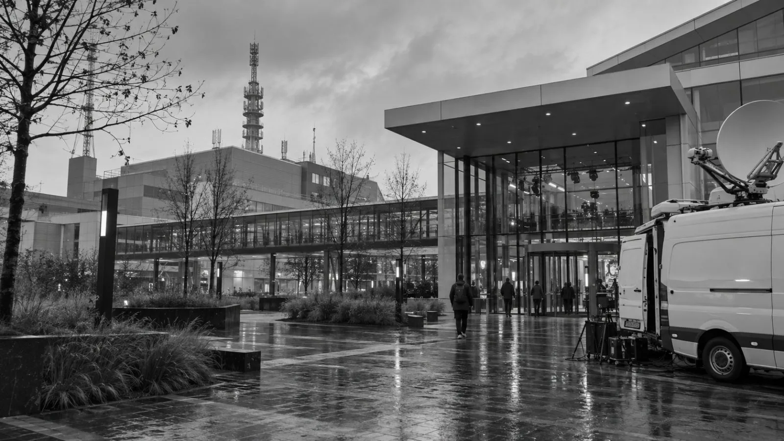 The Dutch public broadcasting complex at Media Park stands in Hilversum, Netherlands. (AI-generated image / EconoTimes)