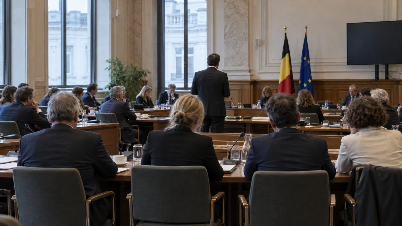 Committee members gather in a Federal Parliament meeting room in Brussels, Belgium. (AI-generated image / EconoTimes)