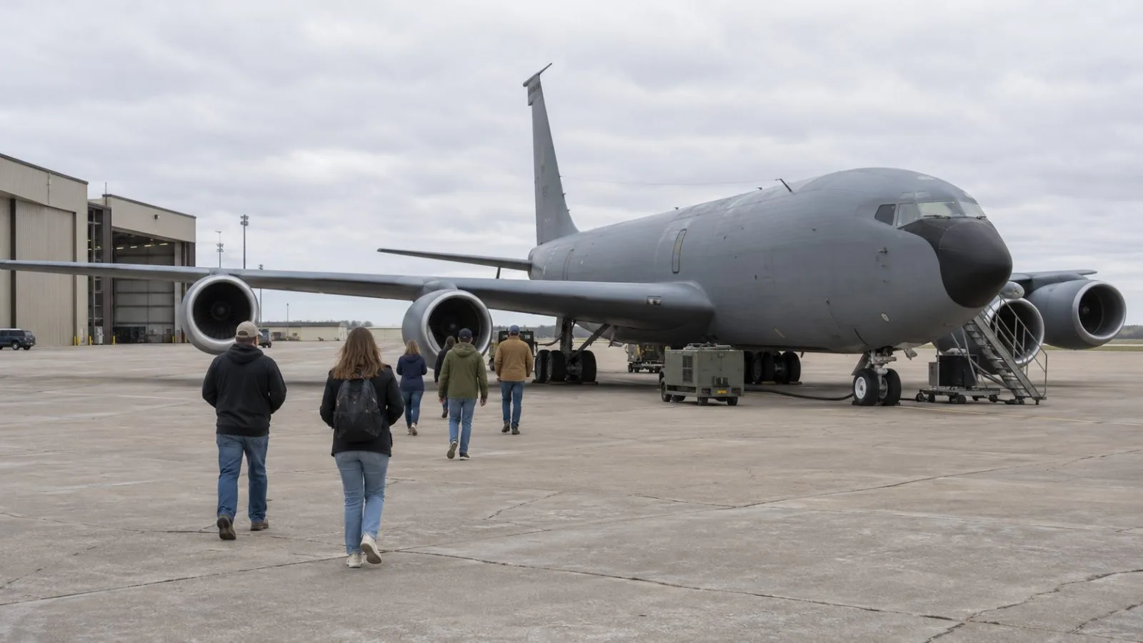 A refueling aircraft sits on the flight line at Sioux City’s 185th Air Refueling Wing. (AI-generated image / EconoTimes)