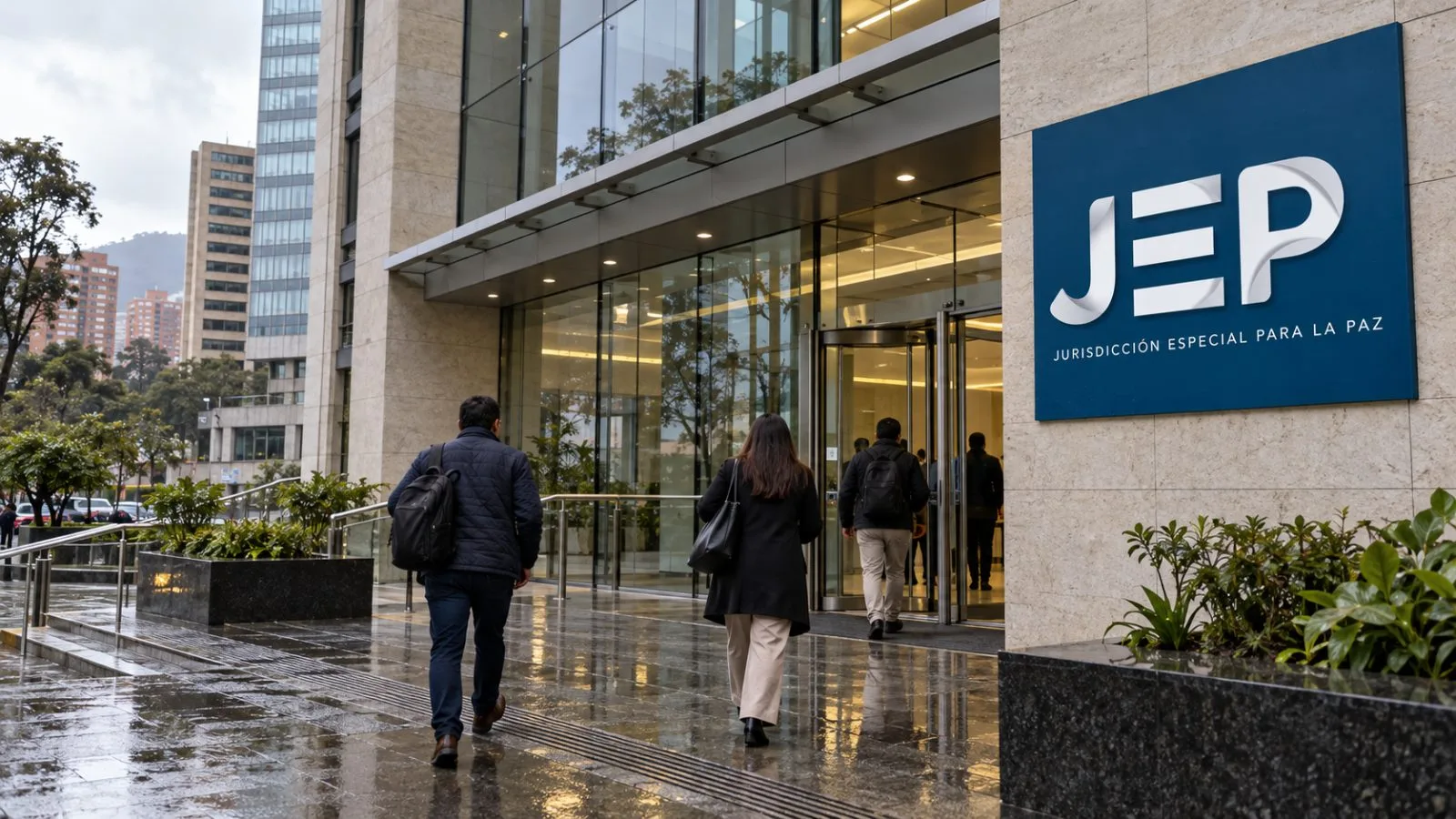 Visitors enter the Special Jurisdiction for Peace headquarters in Bogotá, Colombia / EconoTimes.ai