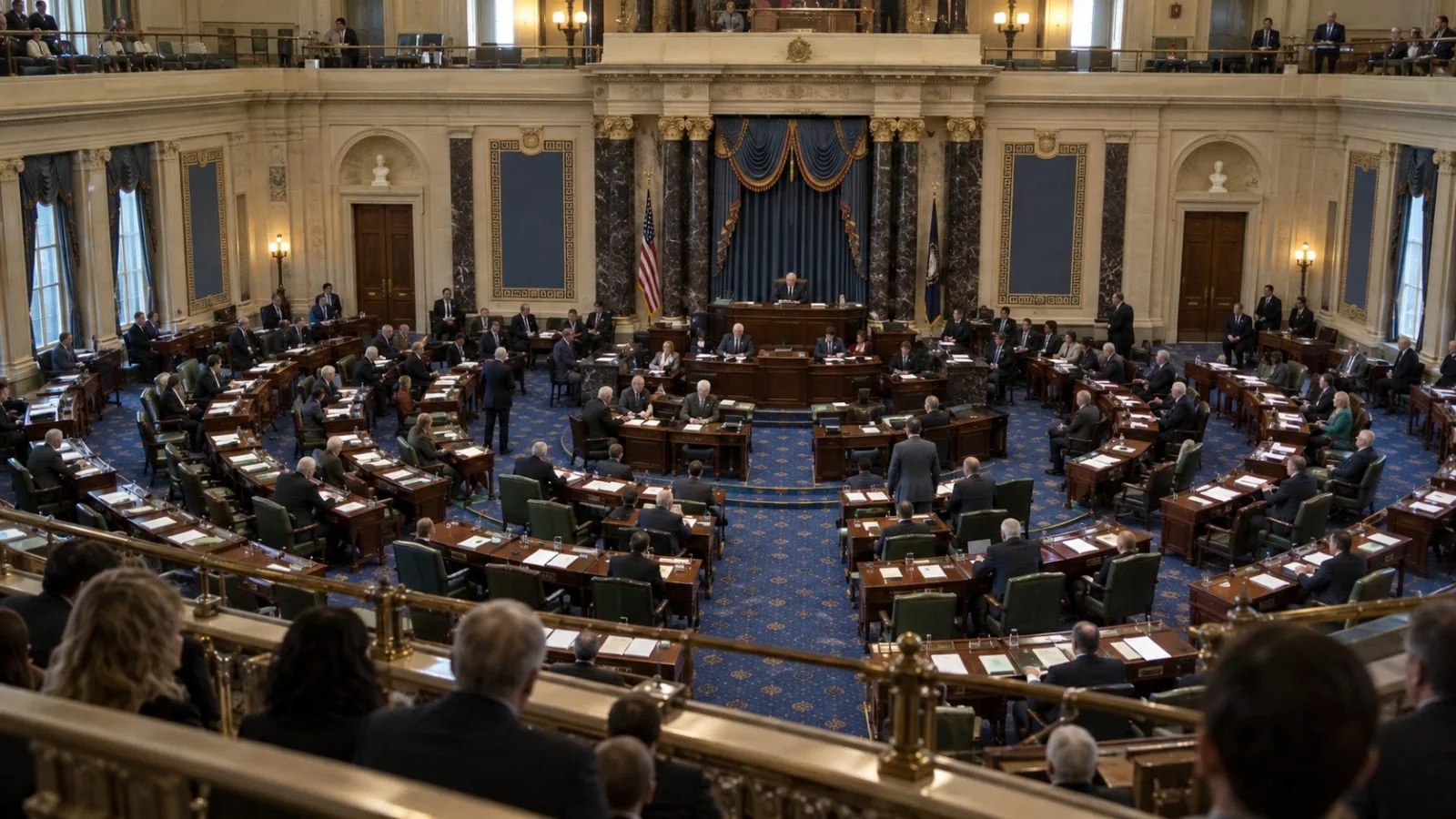 Aides cross the plaza outside the U.S. Capitol’s Senate side in Washington, D.C. / EconoTimes.ai