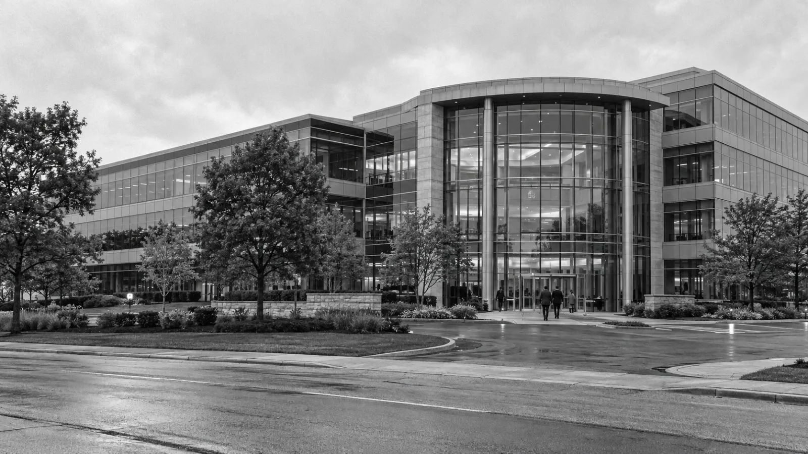 The Gallagher headquarters stands along Golf Road in Rolling Meadows, Illinois (AI-generated image / EconoTimes)