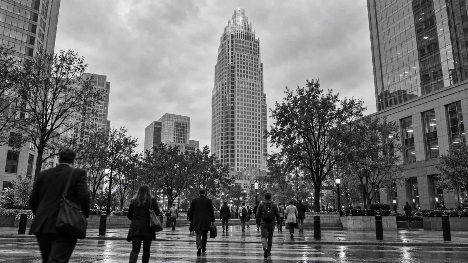 Pedestrians pass the Bank of America Corporate Center in Charlotte, North Carolina. / EconoTimes.ai