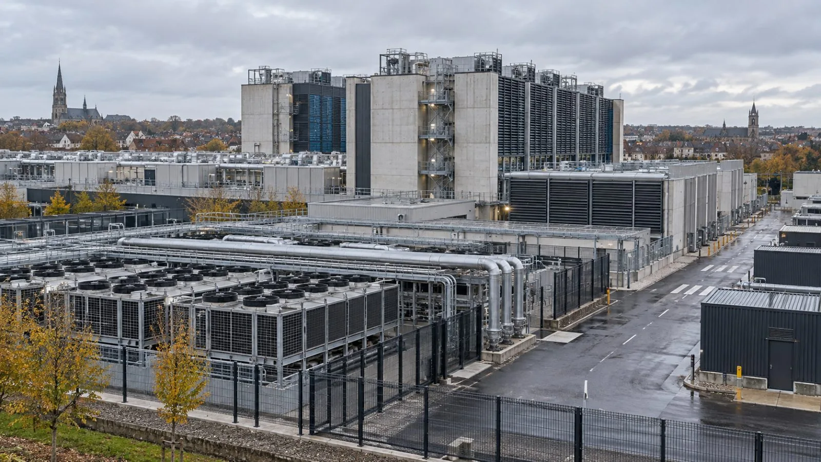Data-center buildings stand at OVHcloud's campus in Roubaix, northern France. (AI-generated image / EconoTimes)