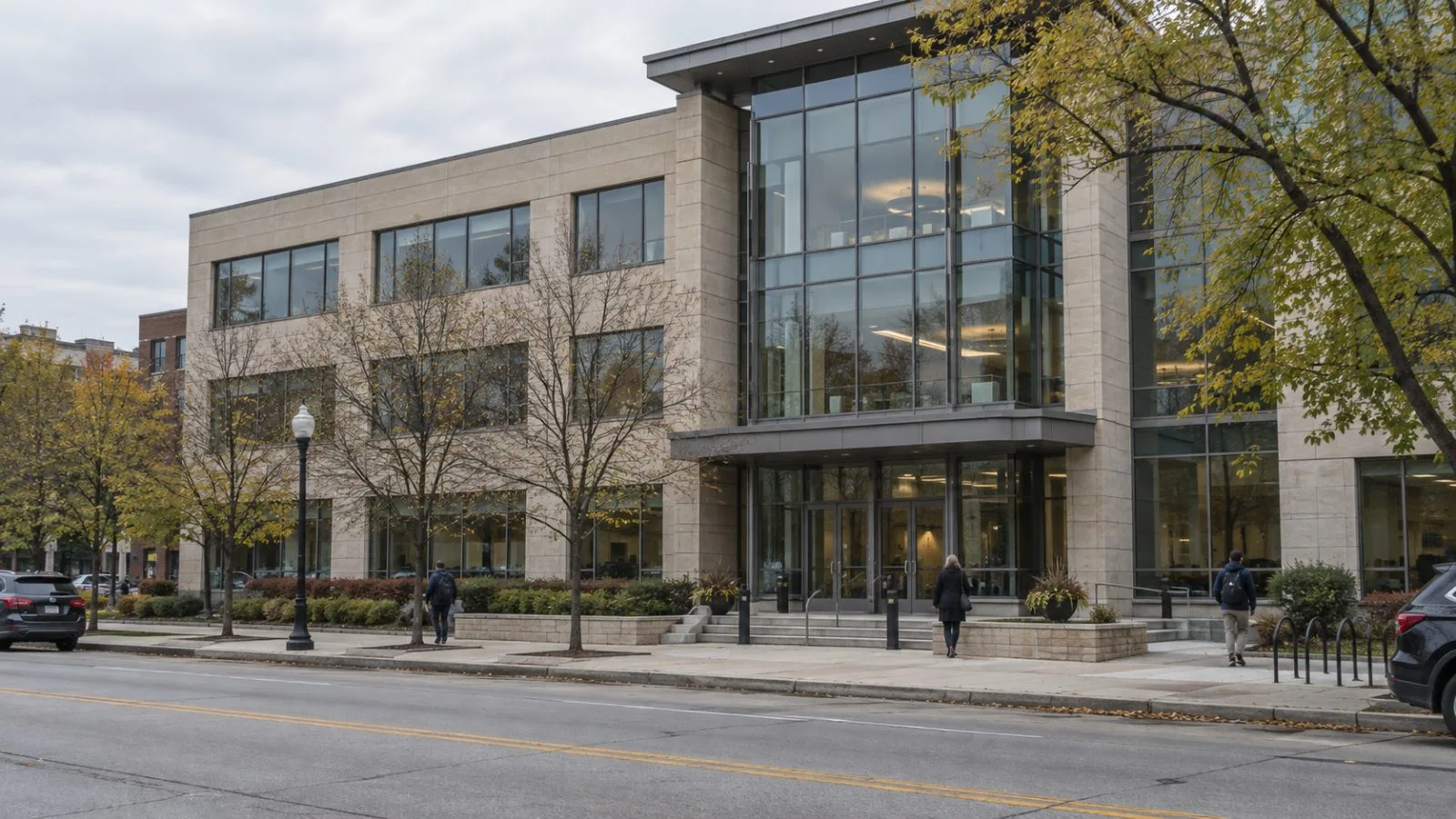 The First Trust Advisors office building stands on East Liberty Drive in Wheaton, Illinois. (AI-generated image / EconoTimes)