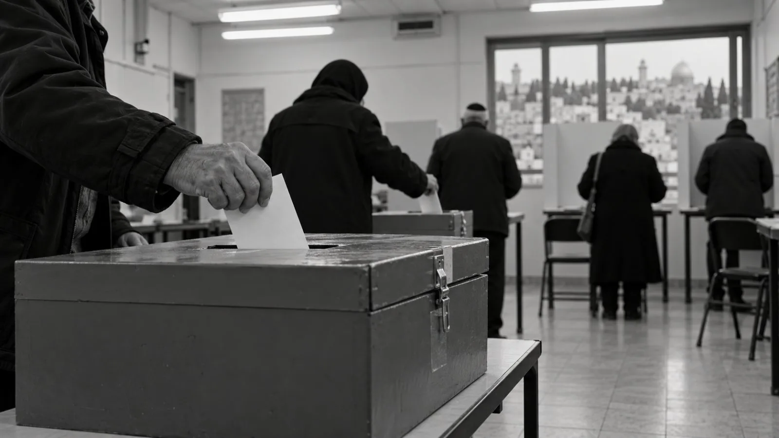 Voters cast ballots at a polling station in Jerusalem, Israel. (AI-generated image / EconoTimes)
