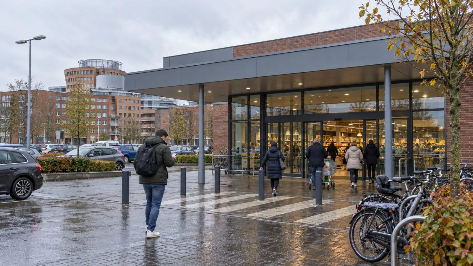 Shoppers enter an open supermarket in Zaandam, the Netherlands, on an overcast afternoon. / EconoTimes.ai