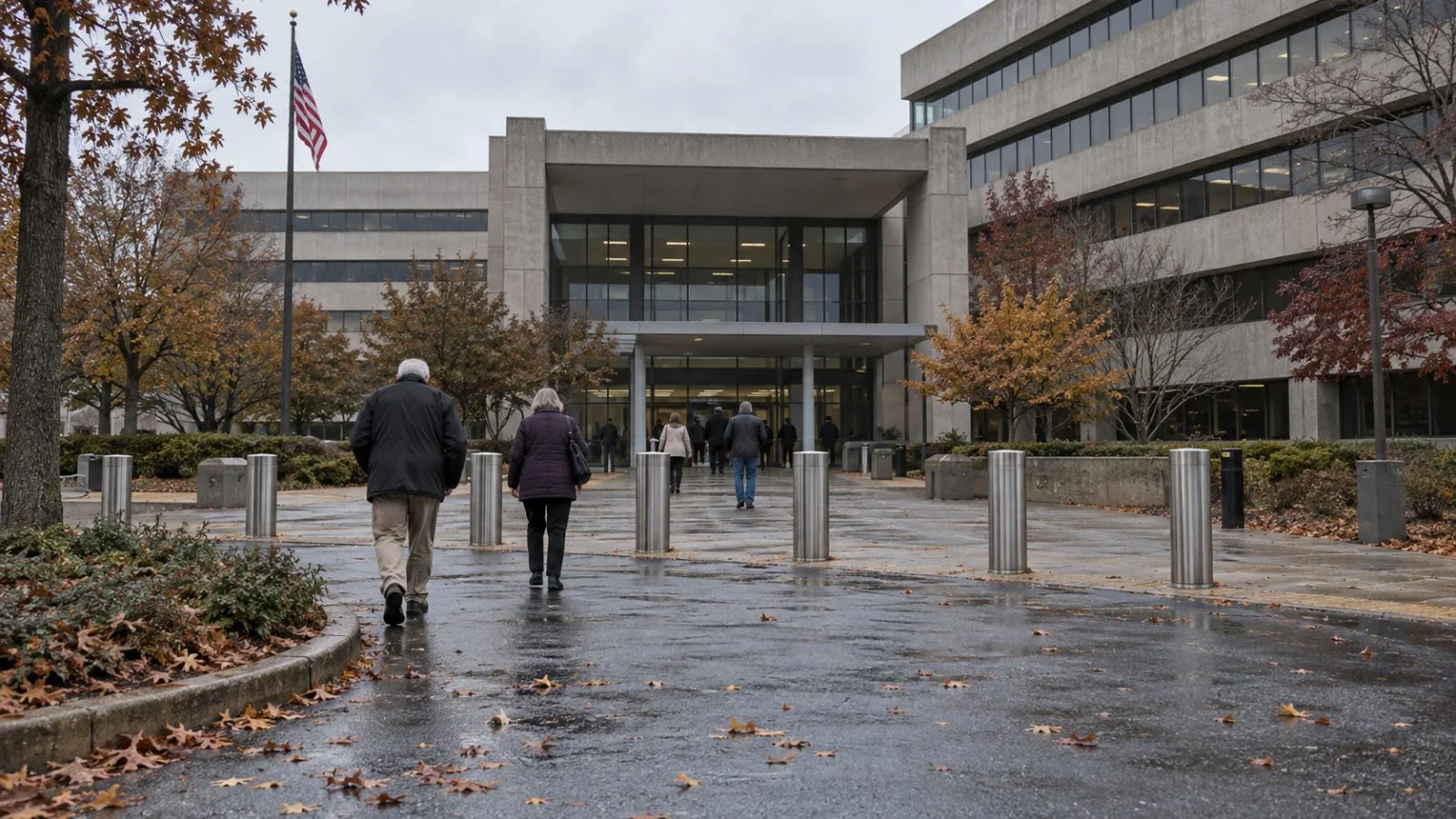 Visitors approach the Social Security Administration headquarters in Woodlawn, near Baltimore, Maryland. / EconoTimes.ai
