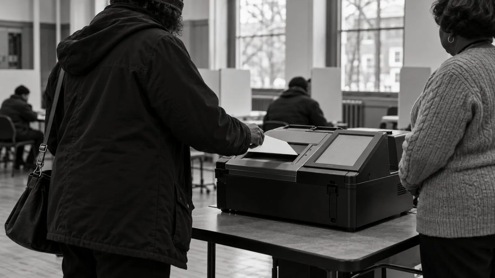 A voter casts a paper ballot at an early voting site in Philadelphia, Pennsylvania (AI-generated image / EconoTimes)