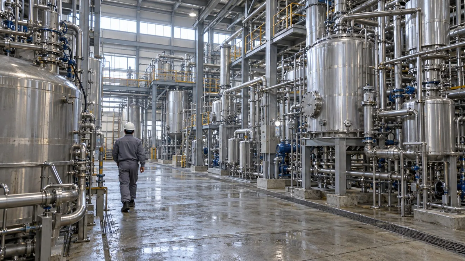 Processing tanks and pipework fill an ingredient plant in Gunsan, South Korea. (AI-generated image / EconoTimes)