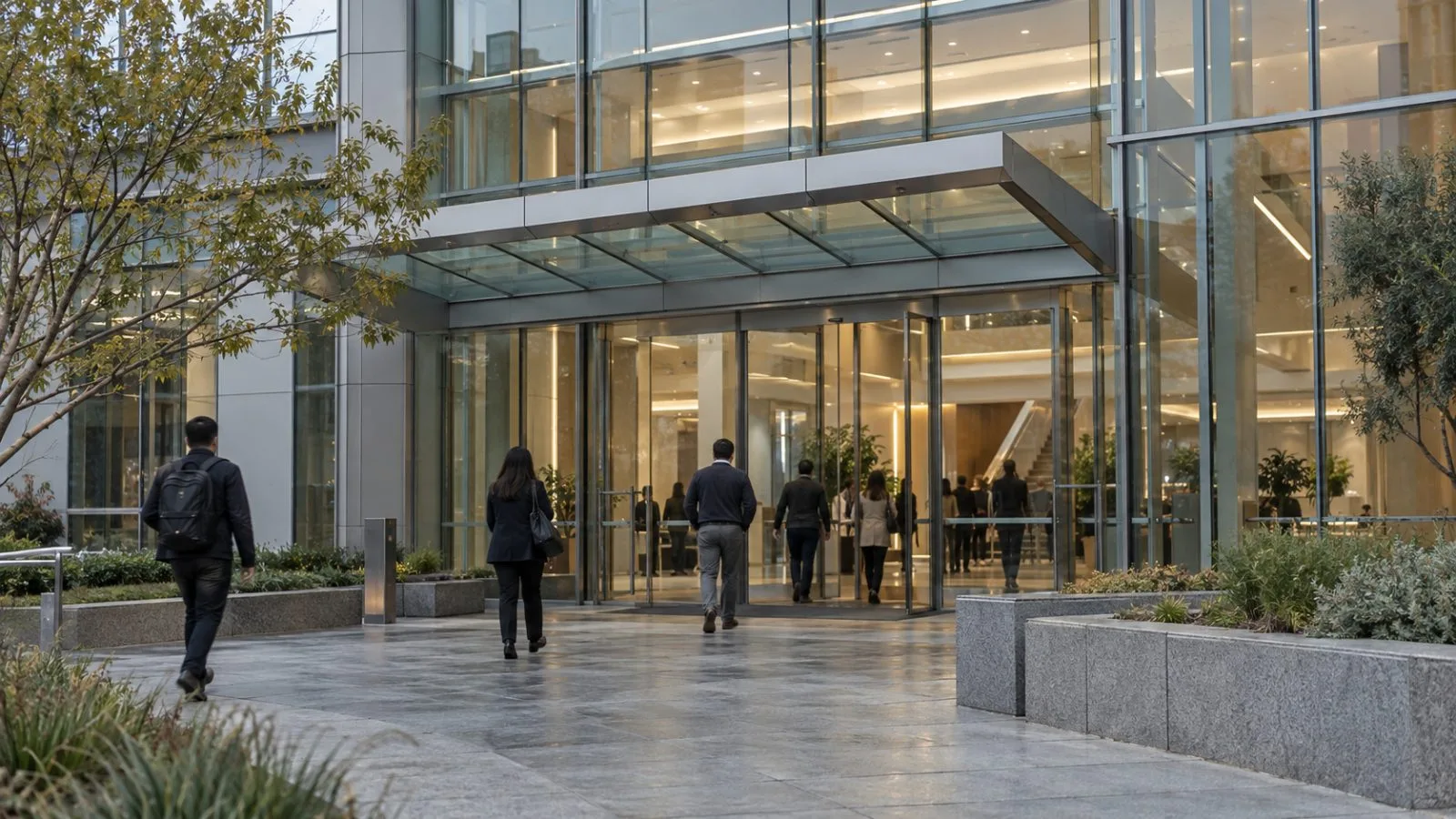 Employees enter Franklin Templeton’s headquarters in San Mateo, California, on an overcast morning. (AI-generated image / EconoTimes)