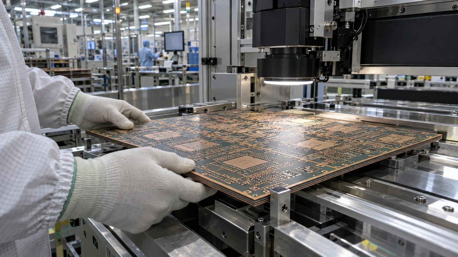 A package substrate panel passes optical inspection at Samsung Electro-Mechanics’ plant in Busan, South Korea. (AI-generated image / EconoTimes)