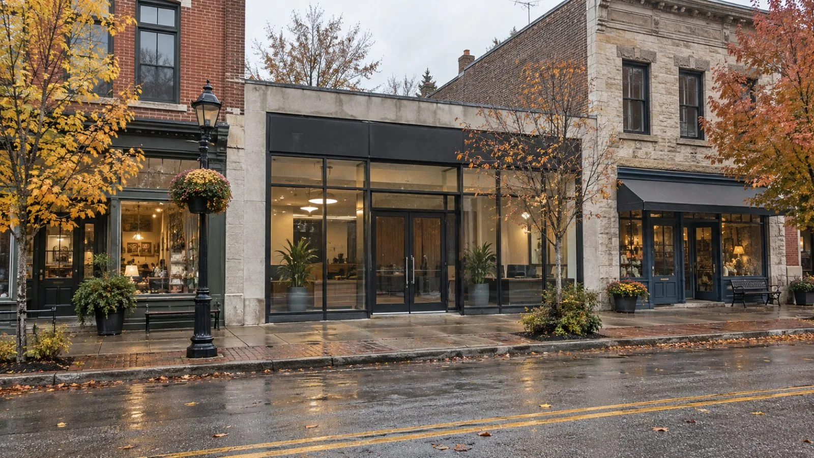 Office windows face North Franklin Street in Chagrin Falls, Ohio, on an overcast morning. (AI-generated image / EconoTimes)