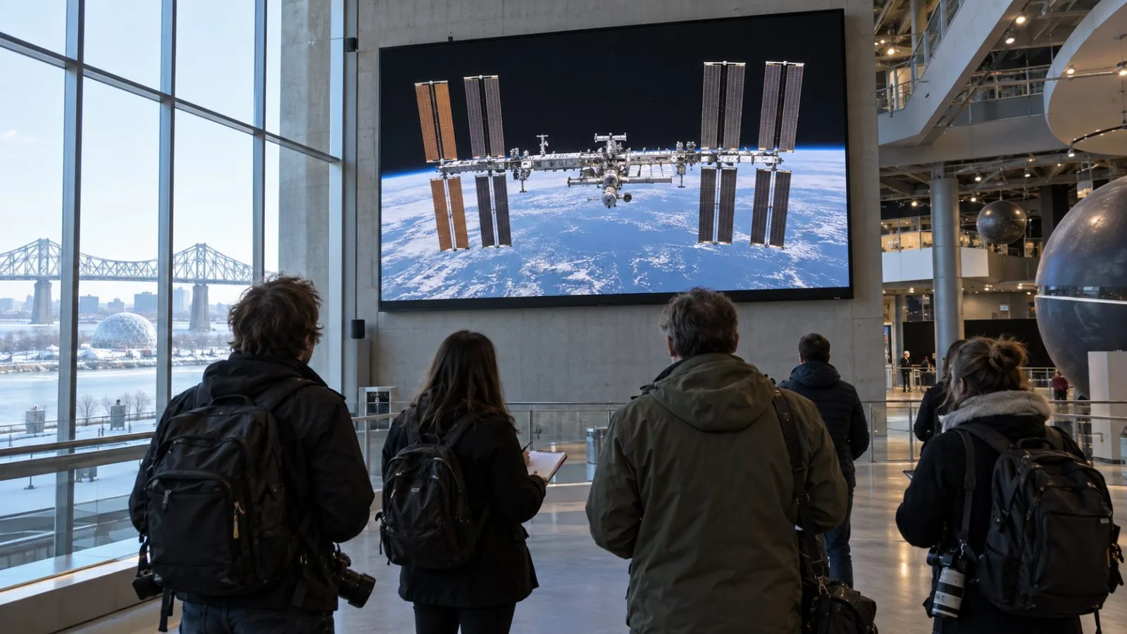 Journalists gather for an astronaut video briefing at John H. Chapman Space Centre in Longueuil, Quebec / EconoTimes.ai