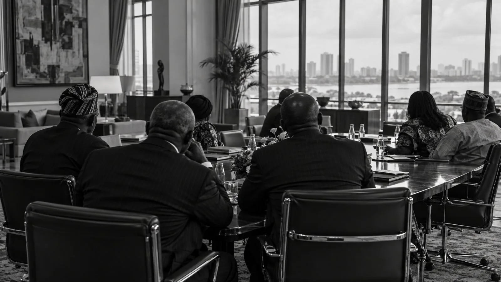 Officials gather for a meeting at Lagos House in Ikeja, Lagos. (AI-generated image / EconoTimes)