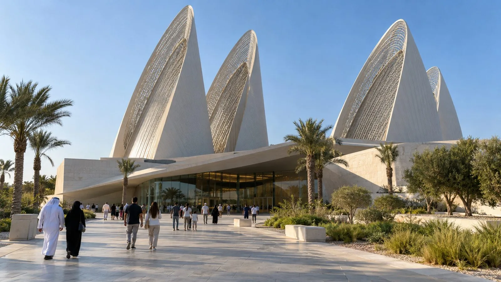 Visitors arrive at Zayed National Museum in Abu Dhabi, United Arab Emirates. (AI-generated image / EconoTimes)