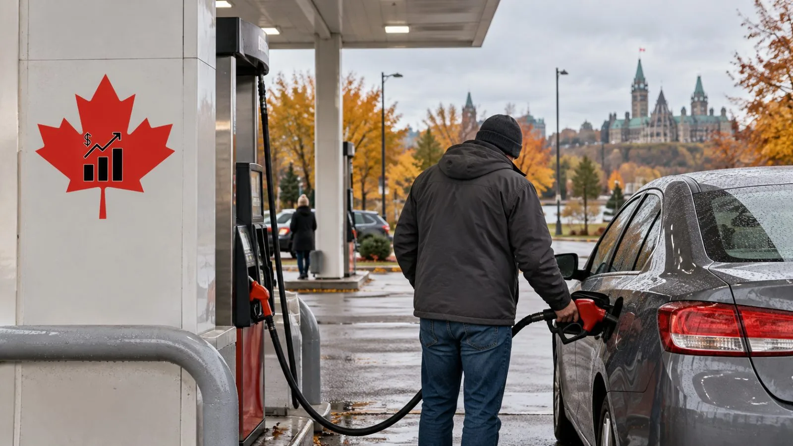 A driver refuels a car at a service station in Ottawa, Canada. / EconoTimes.ai