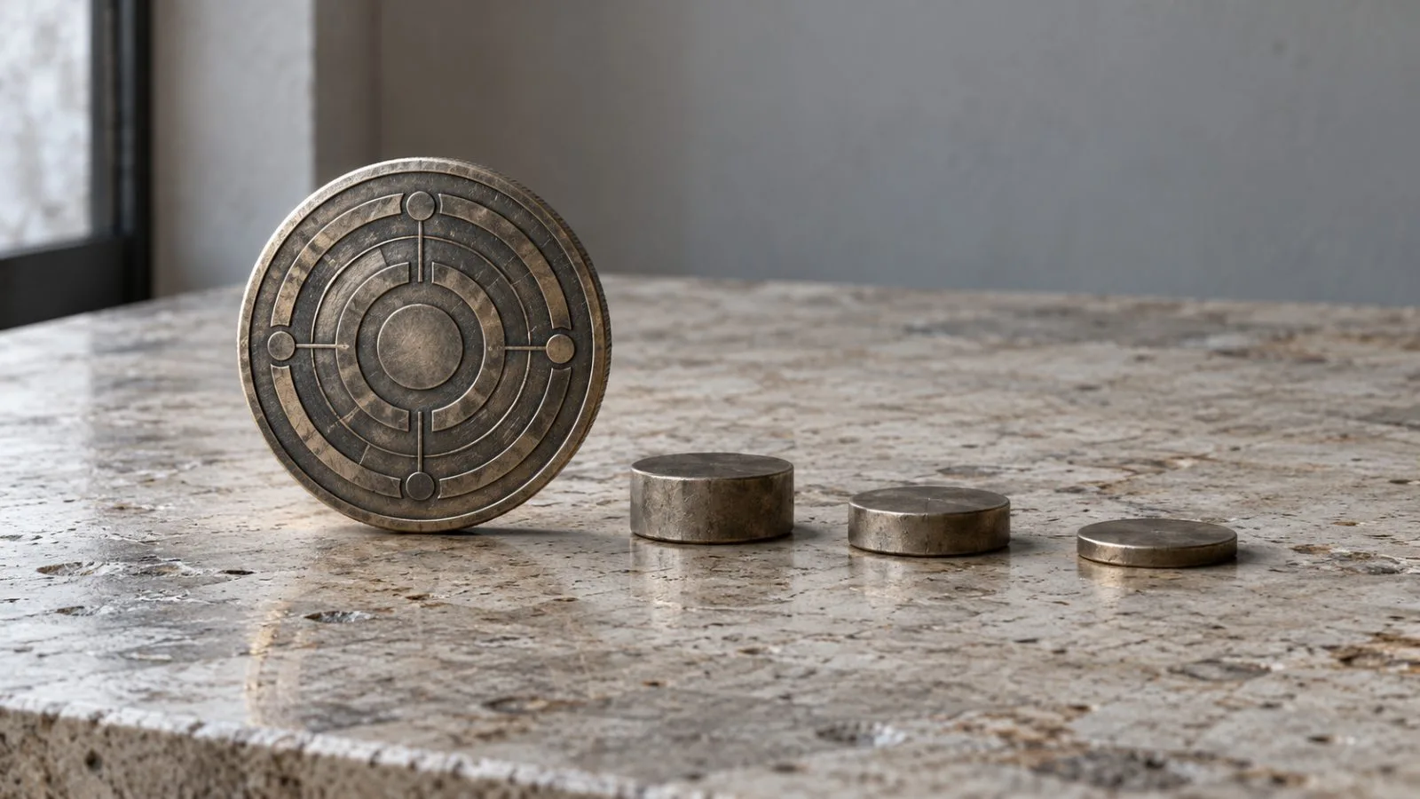 A stylized governance token sits beside a graphic comparing cryptocurrency losses on a neutral background (AI-generated image / EconoTimes)