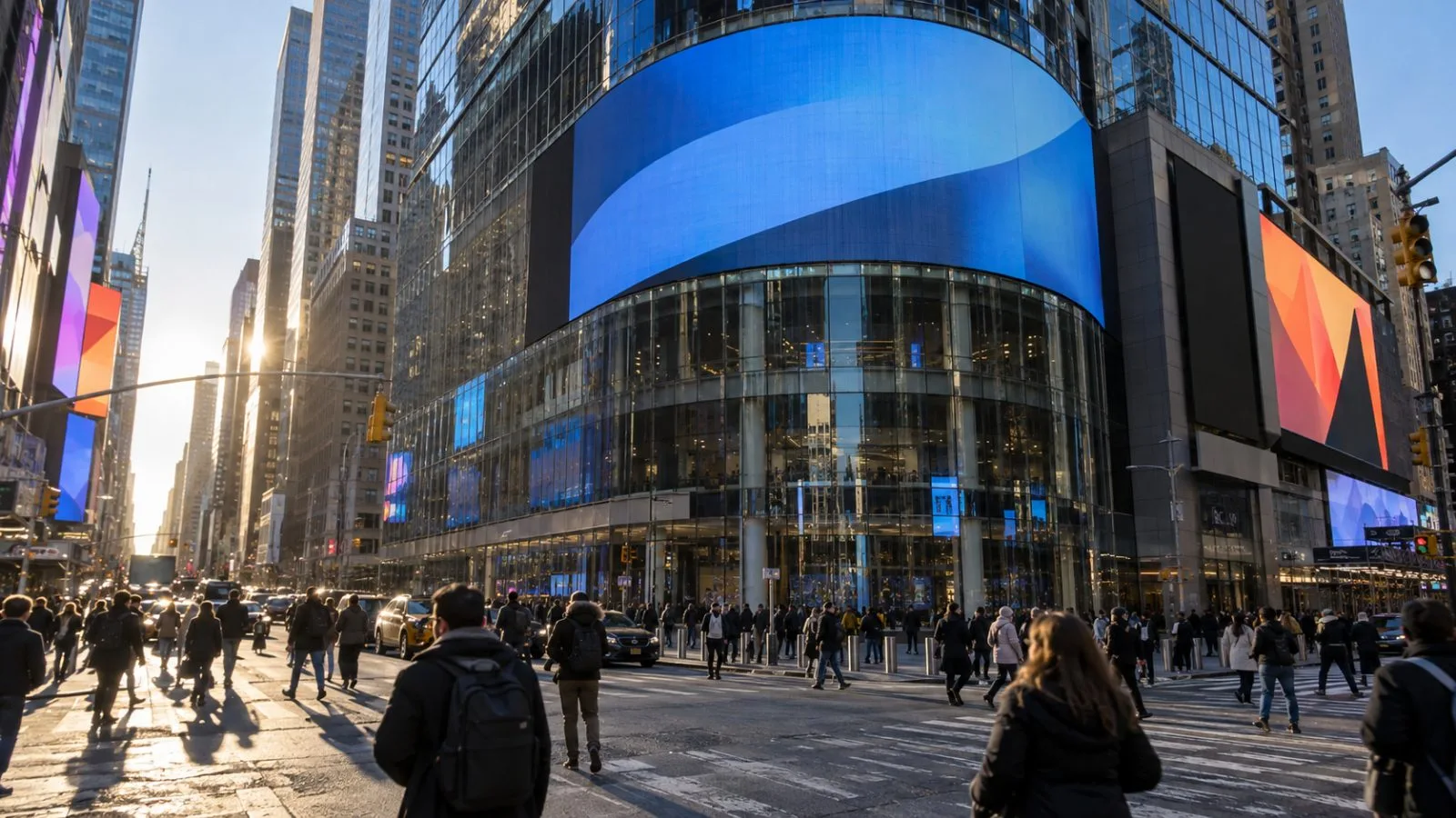 Pedestrians pass the Nasdaq MarketSite in Times Square during the late afternoon in New York City. (AI-generated image / EconoTimes)