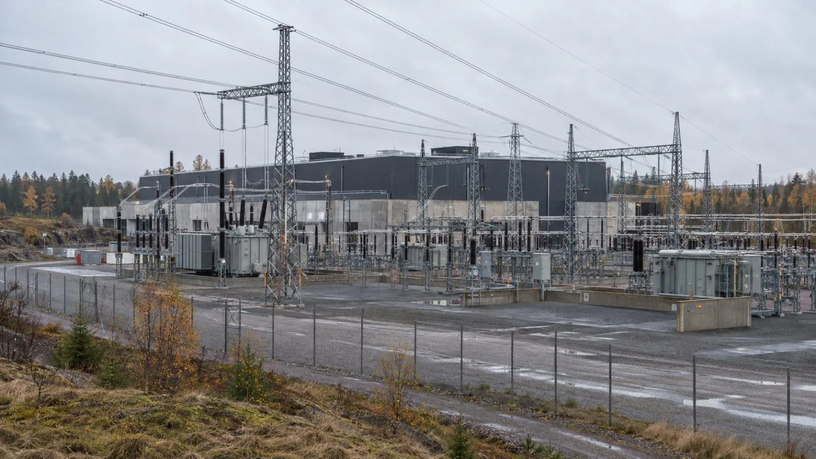 Electrical equipment stands at the NordBalt converter station in Nybro, Sweden. (AI-generated image / EconoTimes)