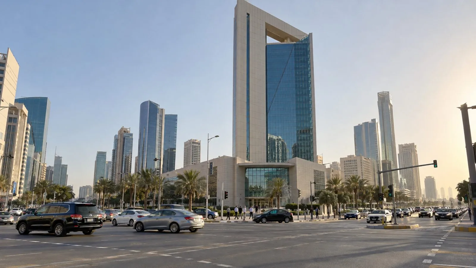 Etisalat’s headquarters tower stands above a street in Abu Dhabi, United Arab Emirates. / EconoTimes.ai