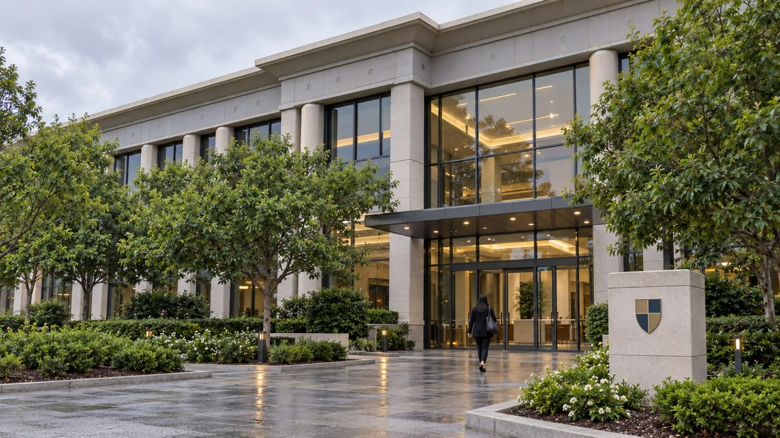 An employee walks through the entrance of Franklin Templeton’s headquarters in San Mateo, California. / EconoTimes.ai
