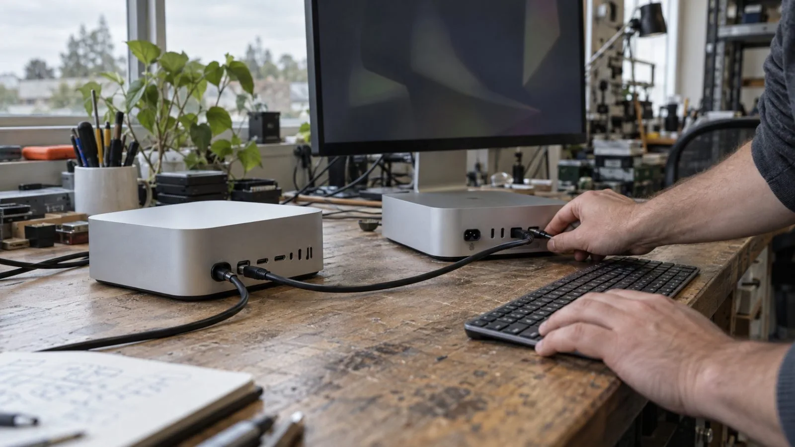 A cluster of compact desktop computers sits in a San Francisco developer lab. / EconoTimes.ai