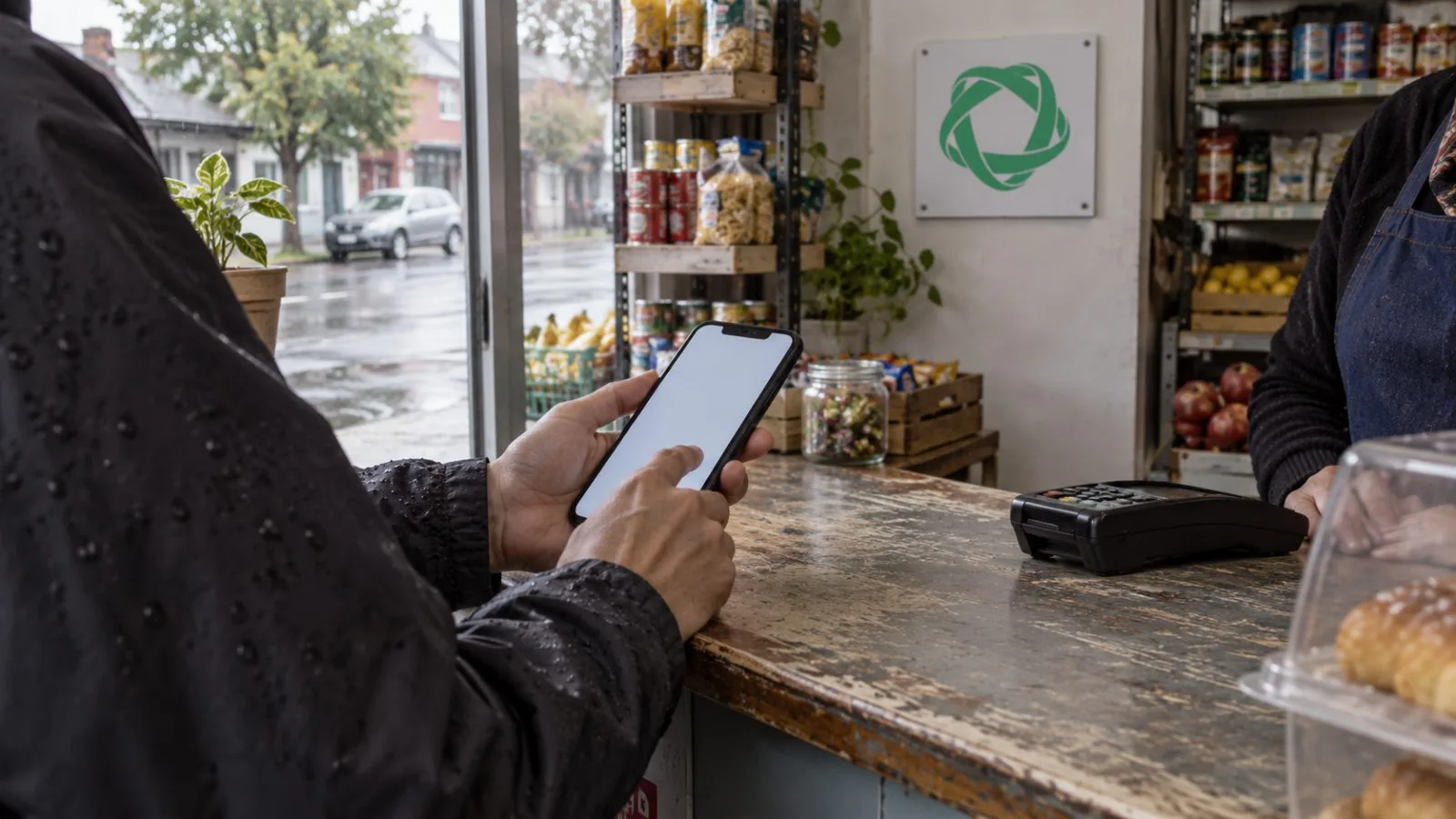 A customer uses a smartphone at a neighborhood shop checkout in Santiago, Chile / EconoTimes.ai