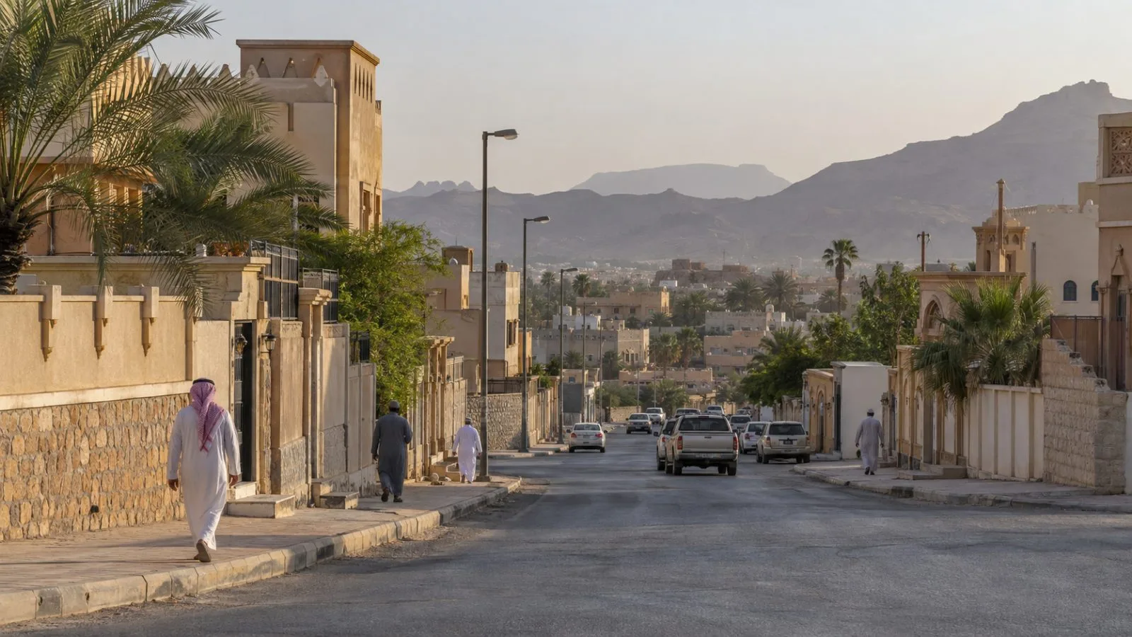 Pedestrians check phones on a street near the Kingdom Centre in Riyadh, Saudi Arabia. / EconoTimes.ai