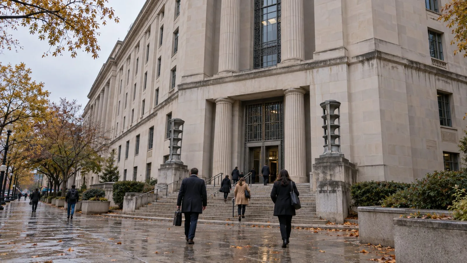 The U.S. Justice Department headquarters stands on Pennsylvania Avenue in Washington, D.C. (AI-generated image / EconoTimes)