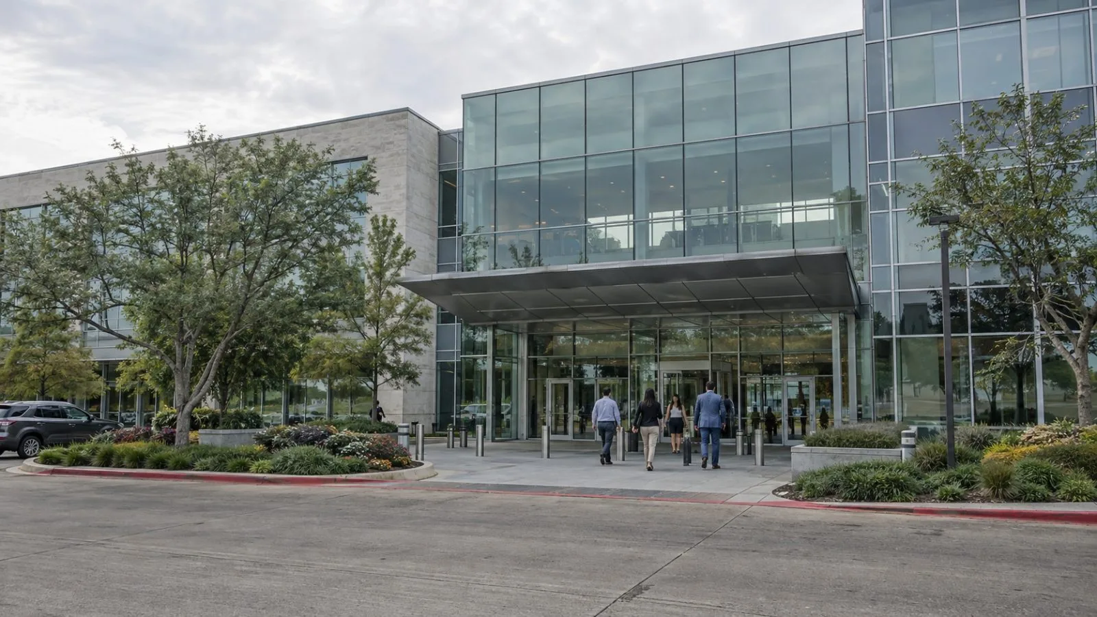 Vistra’s corporate headquarters stands along Sierra Drive in Irving, Texas (AI-generated image / EconoTimes)