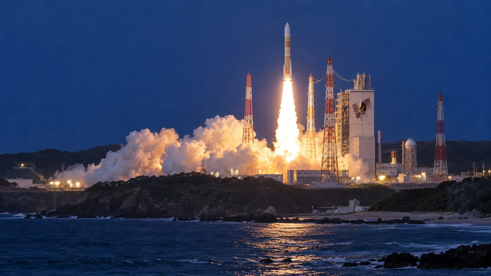An H3 rocket lifts off from Tanegashima Space Center in Japan before dawn. / EconoTimes.ai