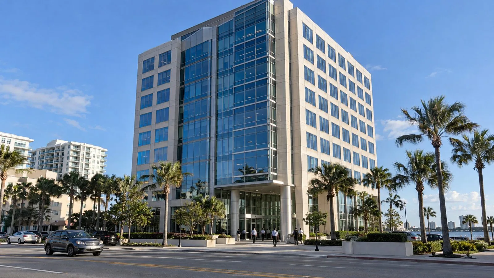 Employees arrive outside Brown & Brown’s headquarters in Daytona Beach, Florida. (AI-generated image / EconoTimes)