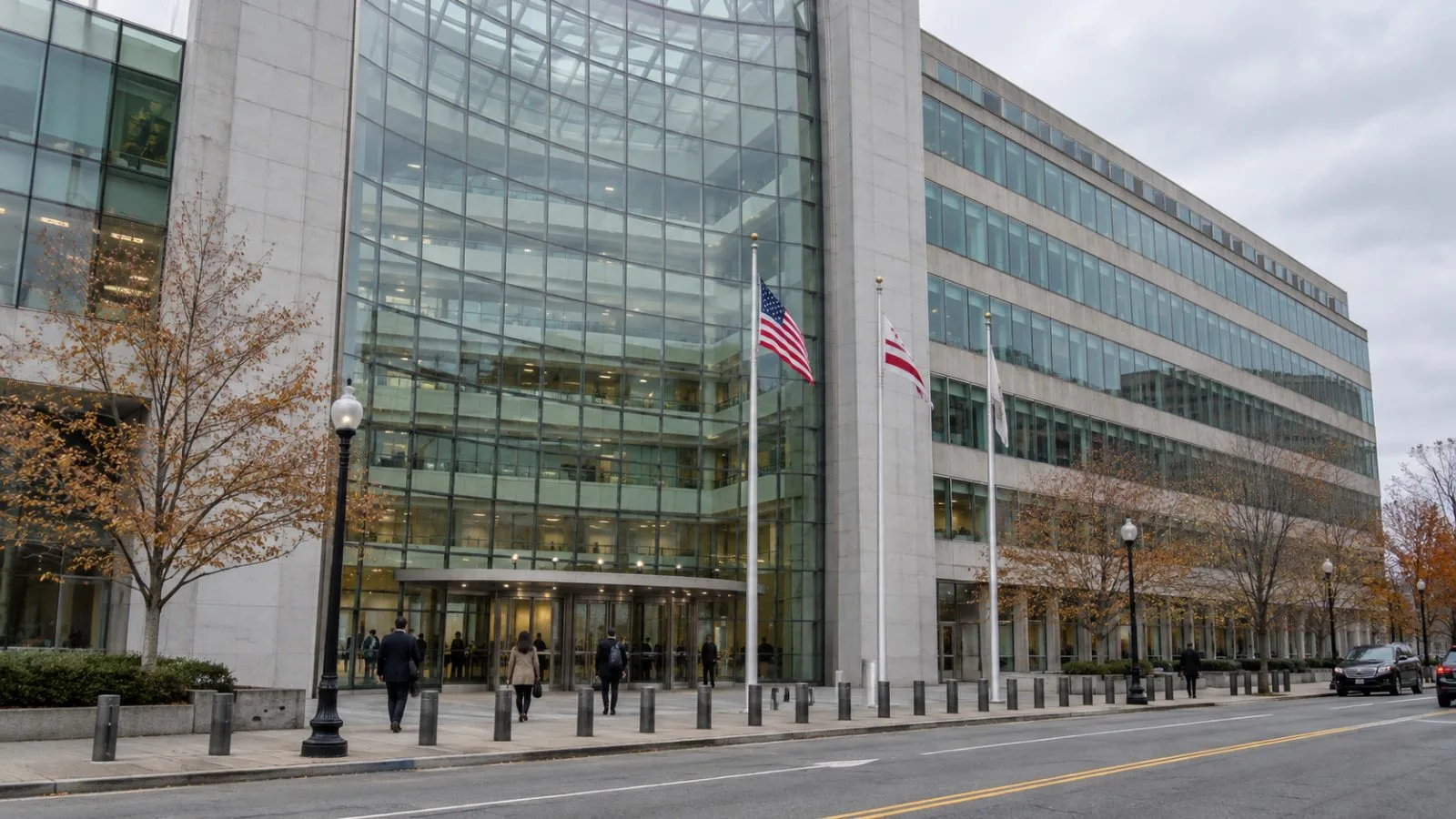 Pedestrians approach the U.S. Securities and Exchange Commission headquarters in Washington, D.C. (AI-generated image / EconoTimes)