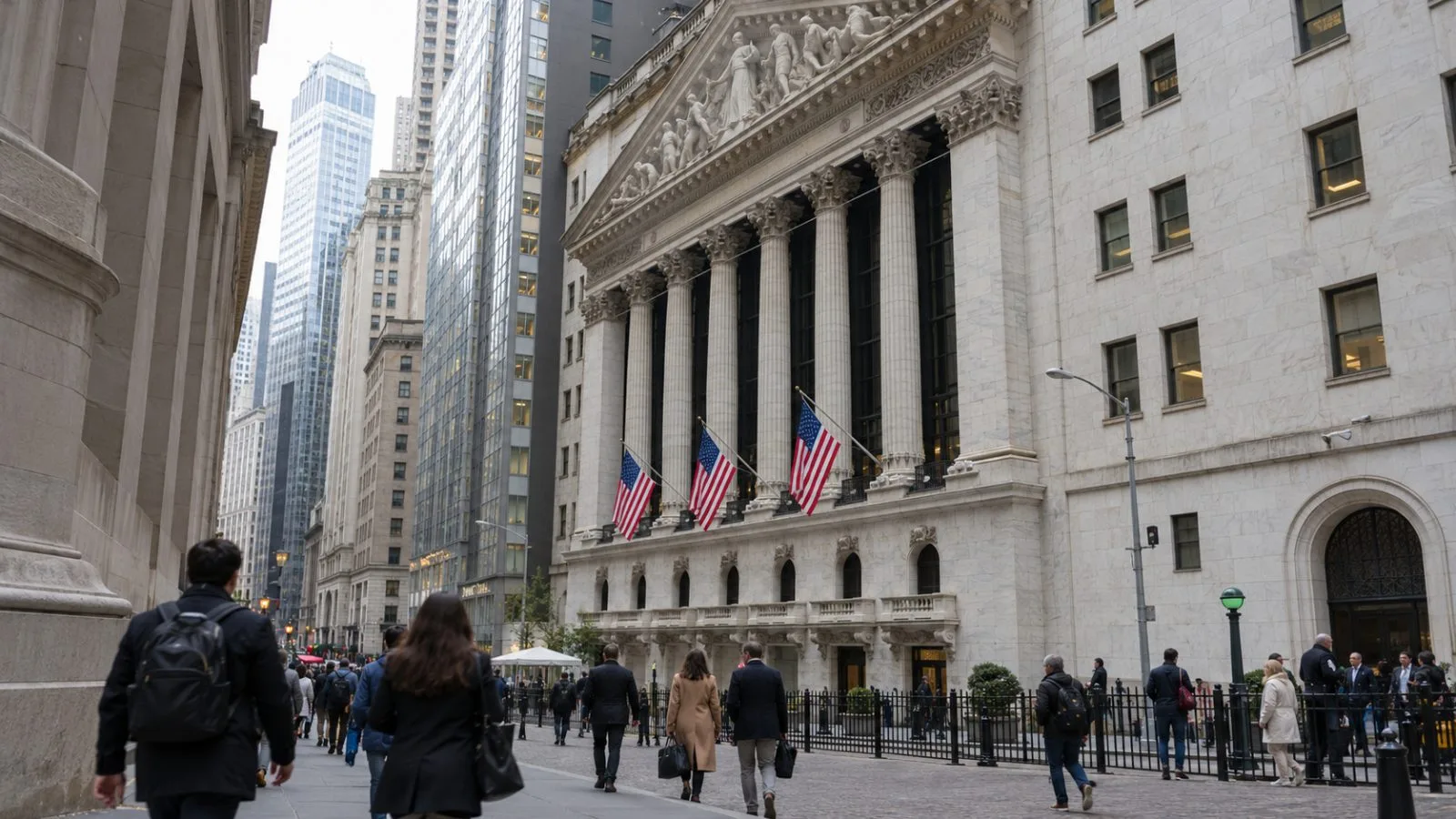 Pedestrians pass the New York Stock Exchange on Wall Street in New York City. (AI-generated image / EconoTimes)