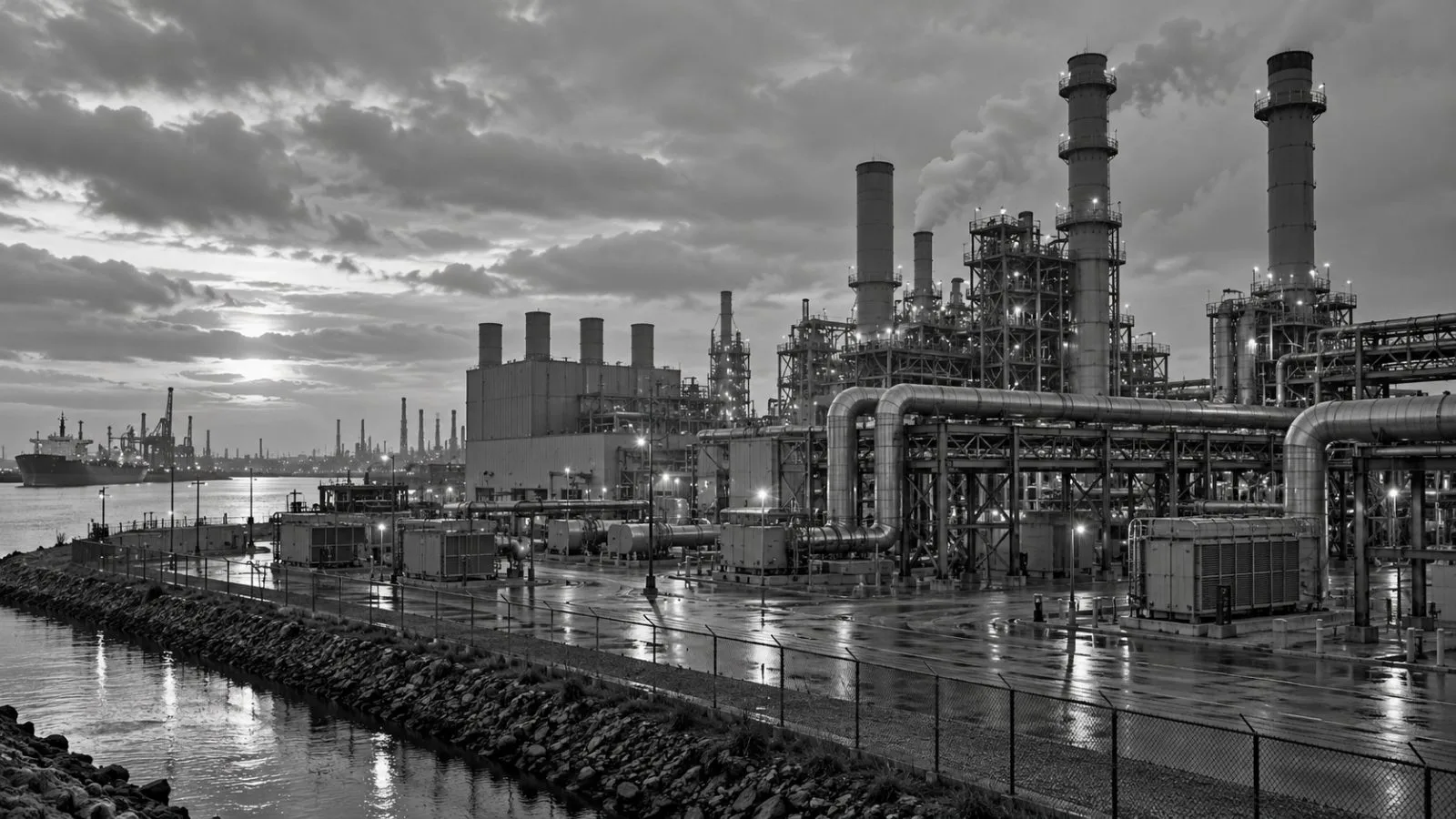 A natural gas power station stands beside the Houston Ship Channel in Texas. (AI-generated image / EconoTimes)