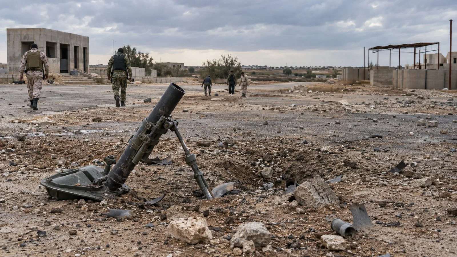 A mortar training area is seen after a reported blast in Zawiya, Libya. (AI-generated image / EconoTimes)