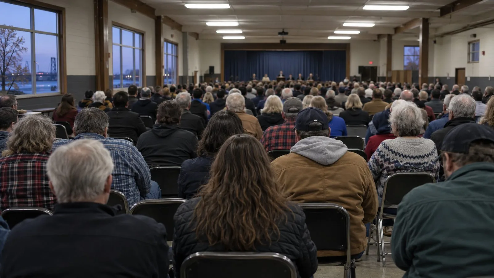 Attendees watch a campaign rally in Port Huron, Michigan, on Oct. 25. (AI-generated image / EconoTimes)